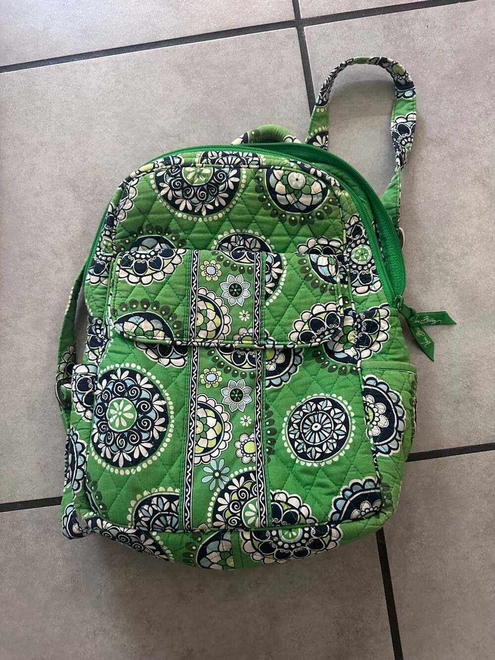 Vera Bradley Quilted Green Floral Paisley Mini Backpack